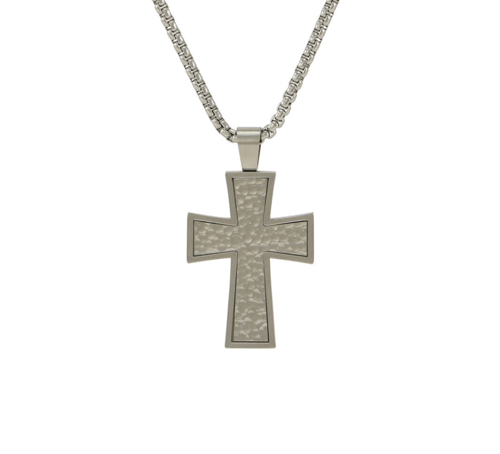 Pewter Cross Pendant w/ 24″ Stainless Chain | Henry Schwab